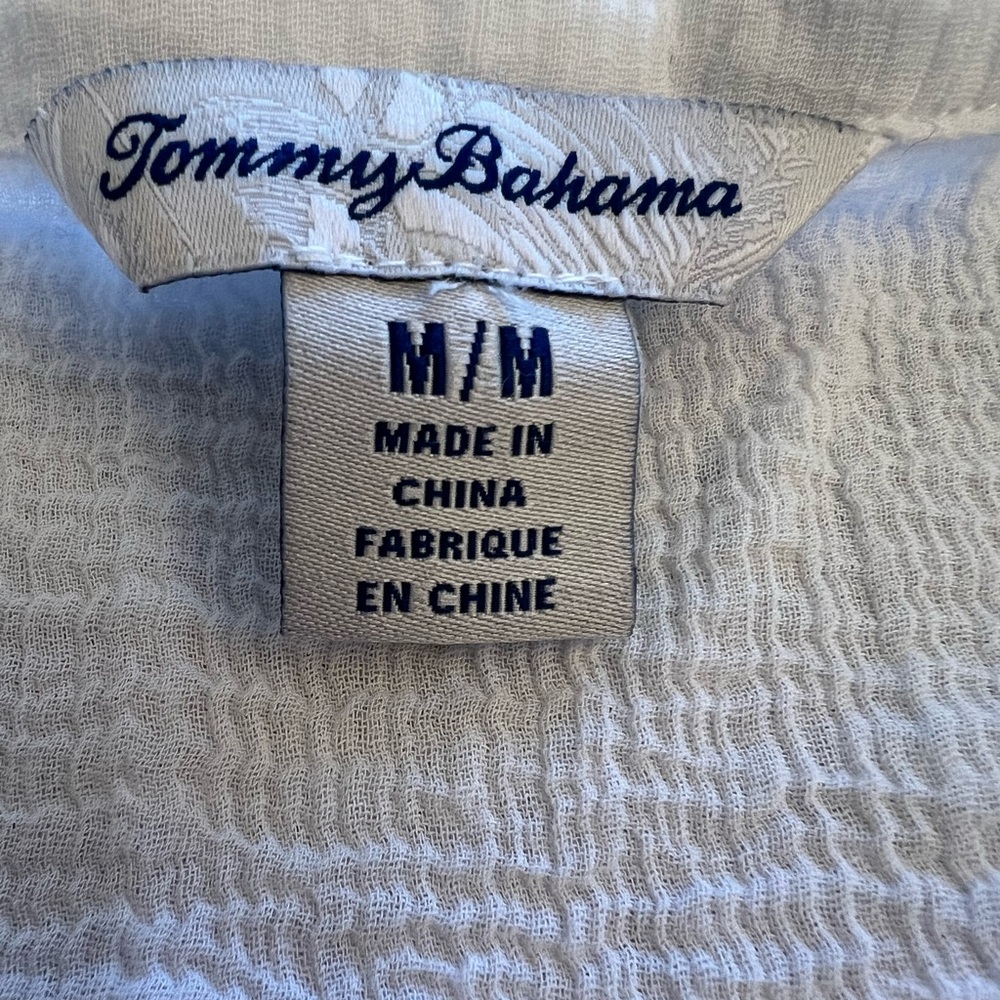 Tommy Bahama White Sleeveless  Textured Button-Down Shirt - Picture 3 of 5